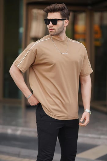 Camel Oversize Bisiklet Yaka Tişört 7009