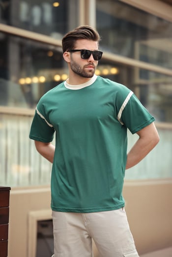 Madmext Koyu Yeşil Bisiklet Yaka Regular Fit Erkek T-shirt E7126