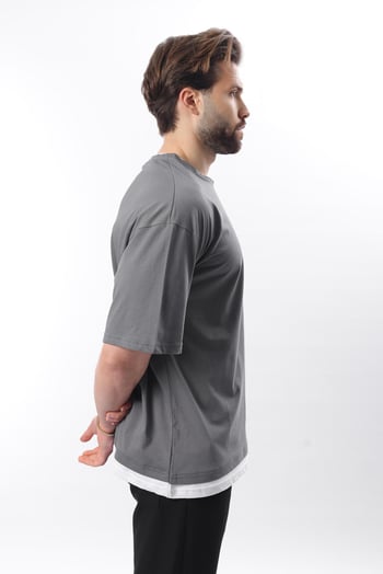 Madmext Oversize Füme Erkek Tişört 4978