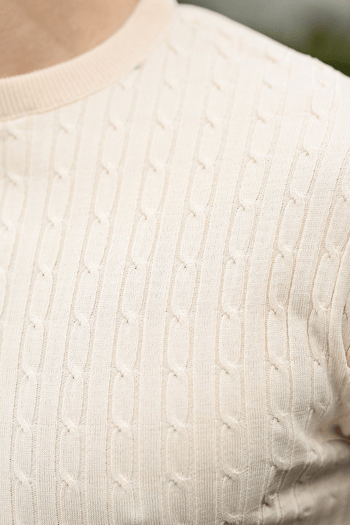 Taş Rengi Bisiklet Yaka Triko Erkek Tişört E7468