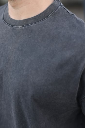 Siyah %100 Pamuklu Oversize Erkek Tişört E7178