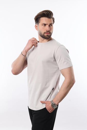 Madmext Men Stone Gray T-shirt 4951