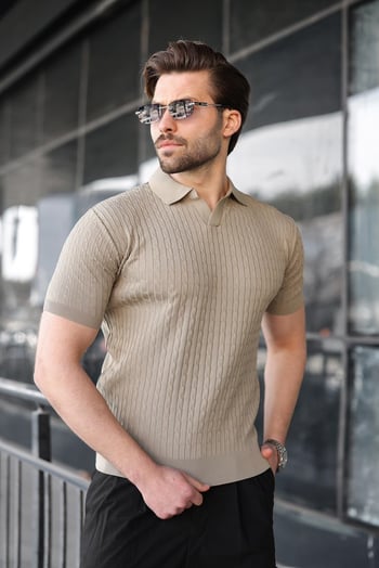 Vizon Slim Fit Polo Yaka Triko Erkek Tişört E7472