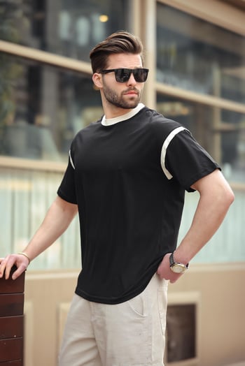 Madmext Siyah Bisiklet Yaka Regular Fit Erkek T-shirt E7126