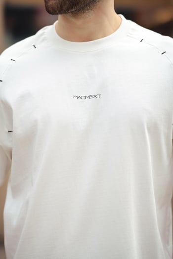 Ekru Baskılı Nakış Detaylı Erkek T-shirt E7108