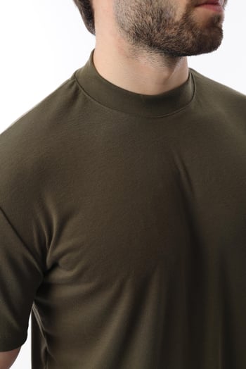 Haki Bisiklet Yaka Basic Erkek T-shirt E7113