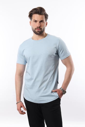 Madmext Men Light Blue T-shirt 4951