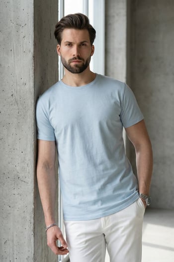 Madmext Men Light Blue T-shirt 4951