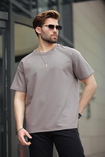 Kahverengi Bisiklet Yaka Basic Erkek T-shirt E7138