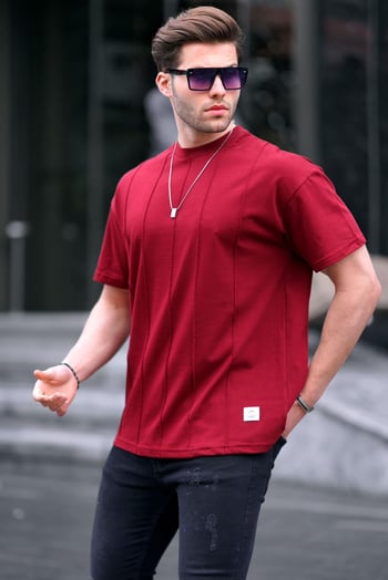 Bordo Bisiklet Yaka Erkek Tişört 6175
