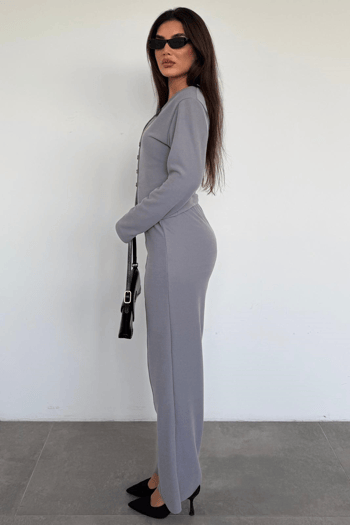 Füme Düğmeli Yumuşak Dokunuşlu İkili Hırka Pantolon Takım MG2651