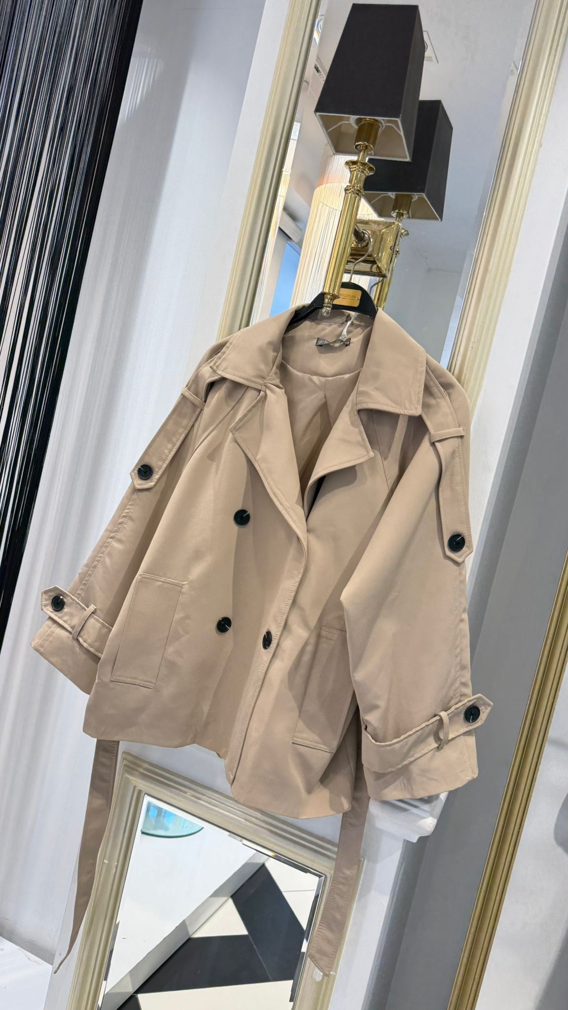 Kruvaze Diz Üstü Trençkot