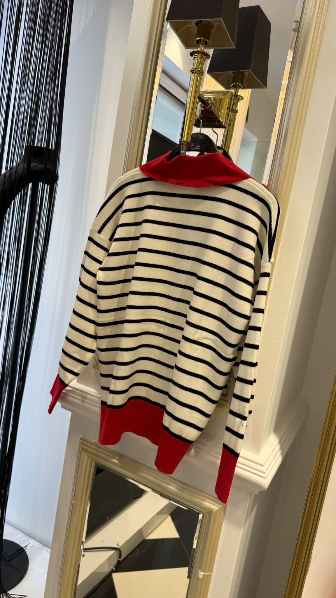 Polo Yaka Çizgili Fermuarlı Tunik