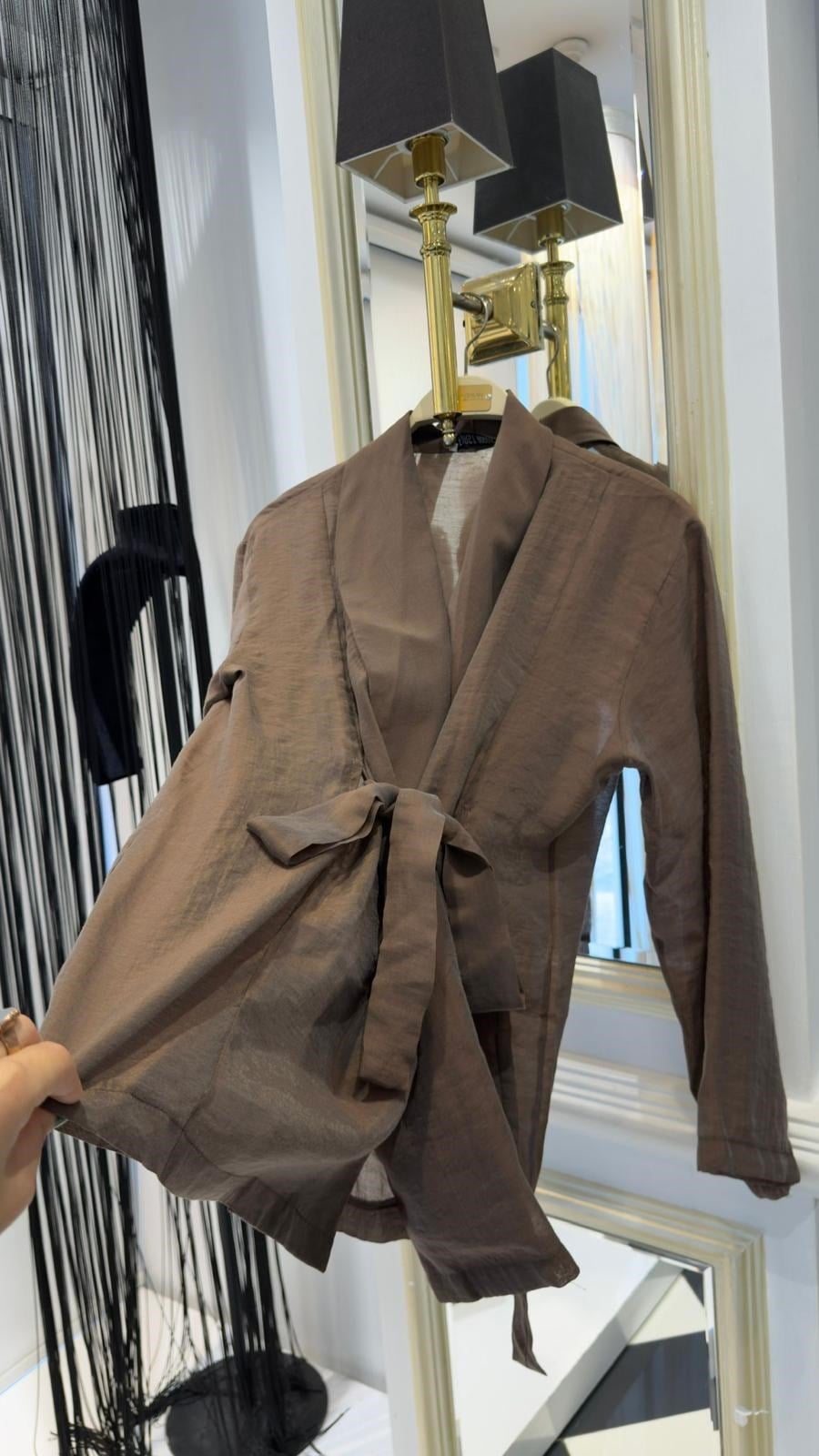 Kuşak Detaylı Keten Kimono