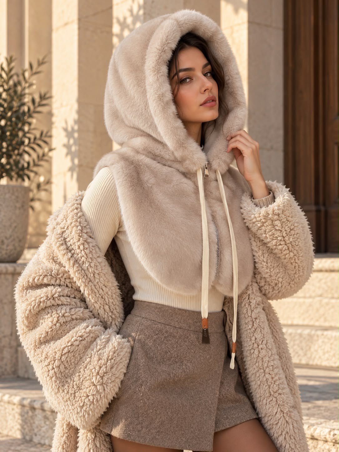 Kapüşonlu Peluş Boyunluk