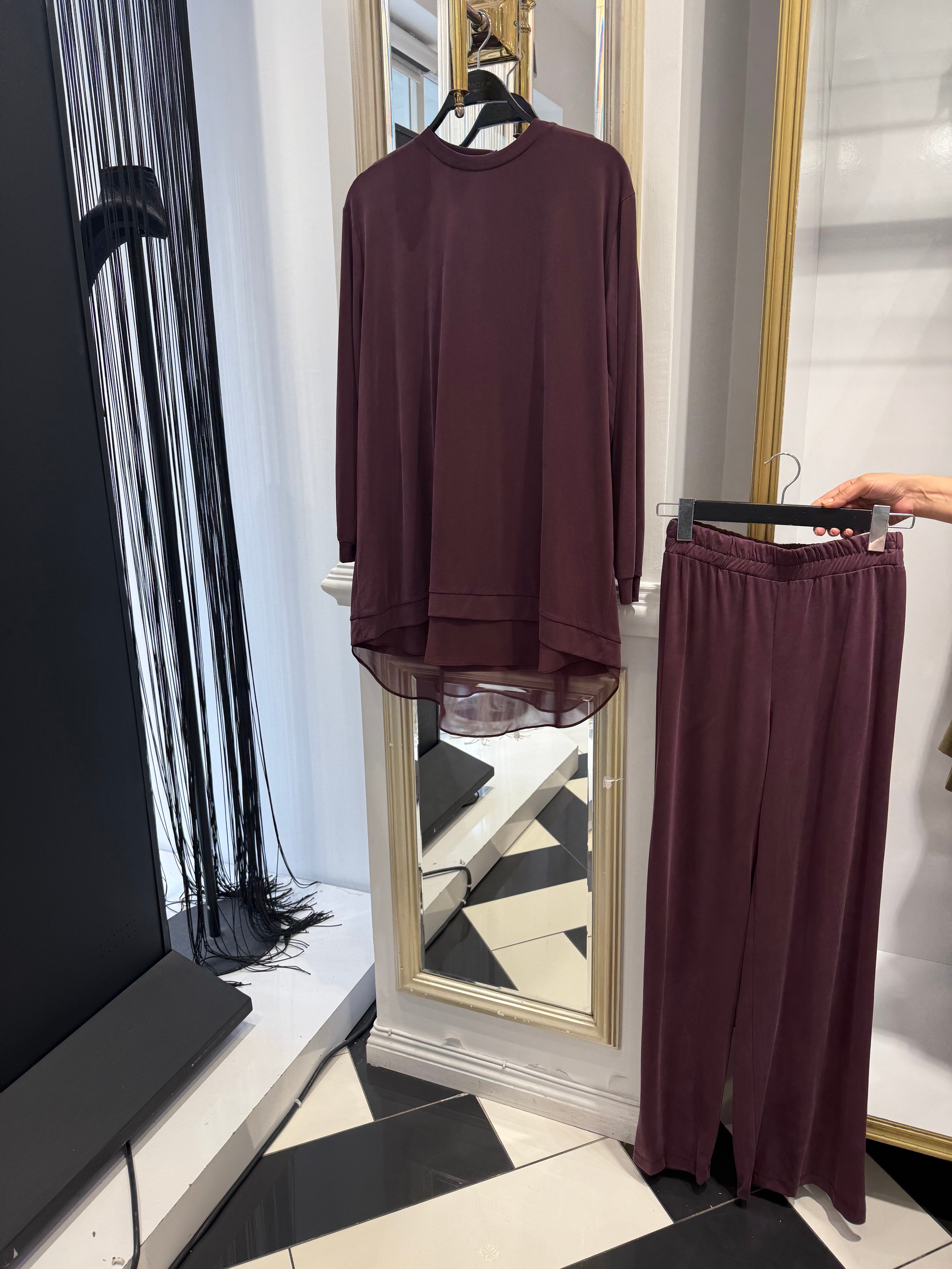 Şifon Detaylı Pantolonlu Takım