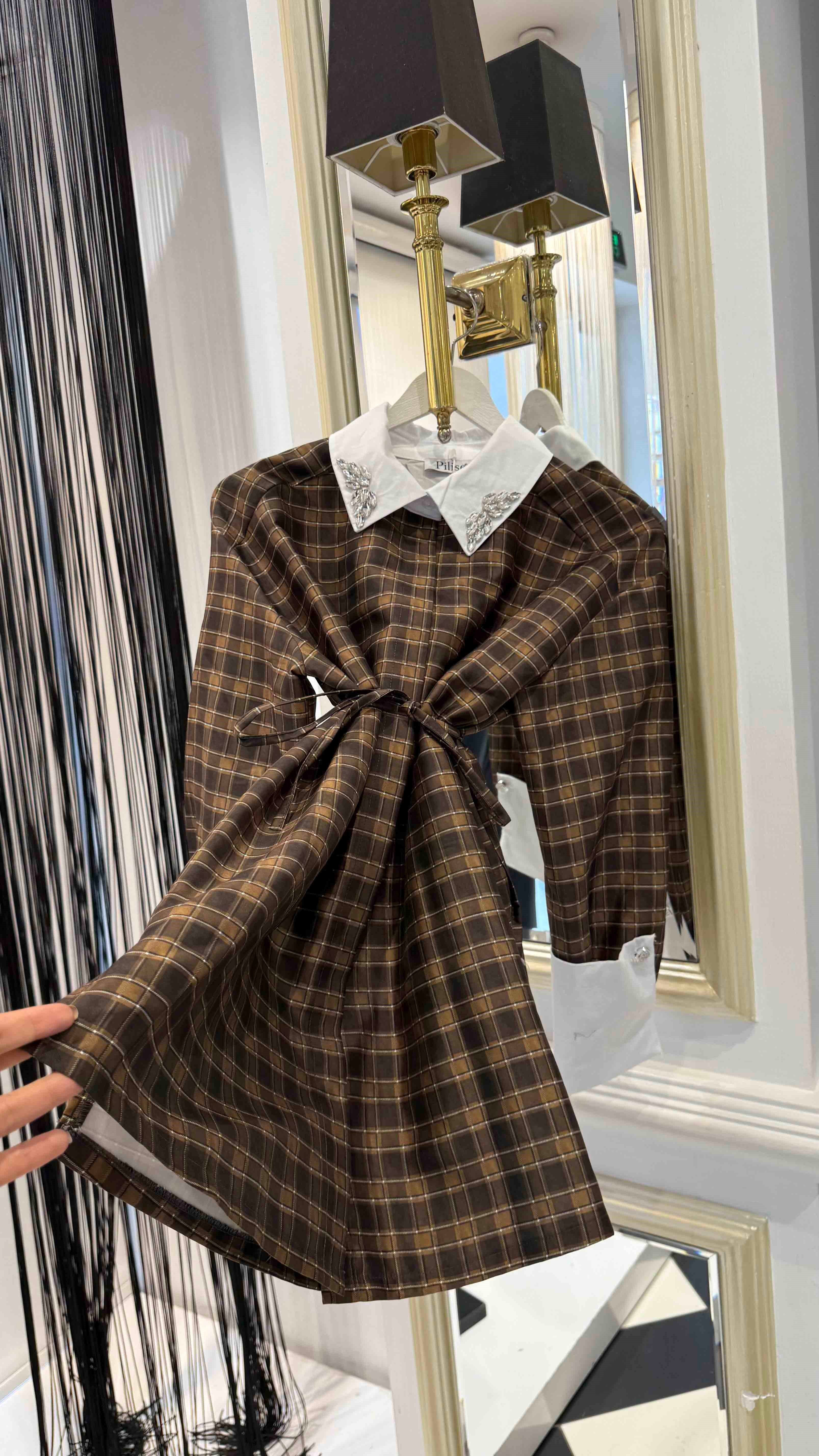 Ekose Taş Detay Gömlek