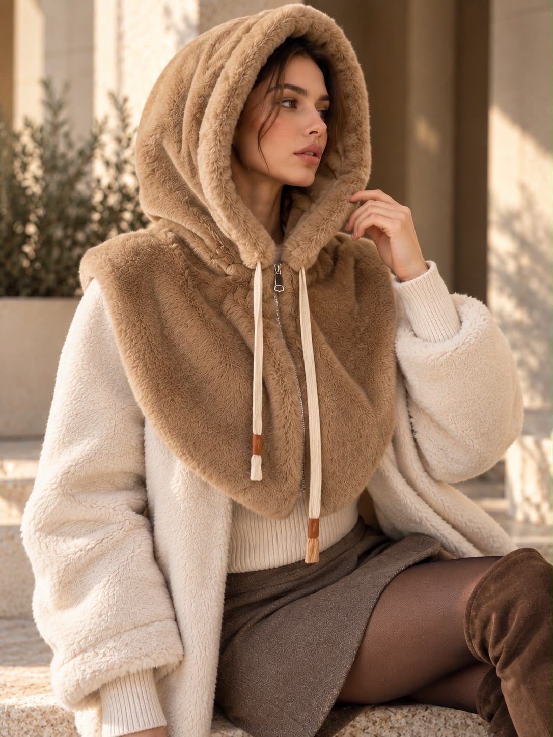 Kapüşonlu Peluş Boyunluk