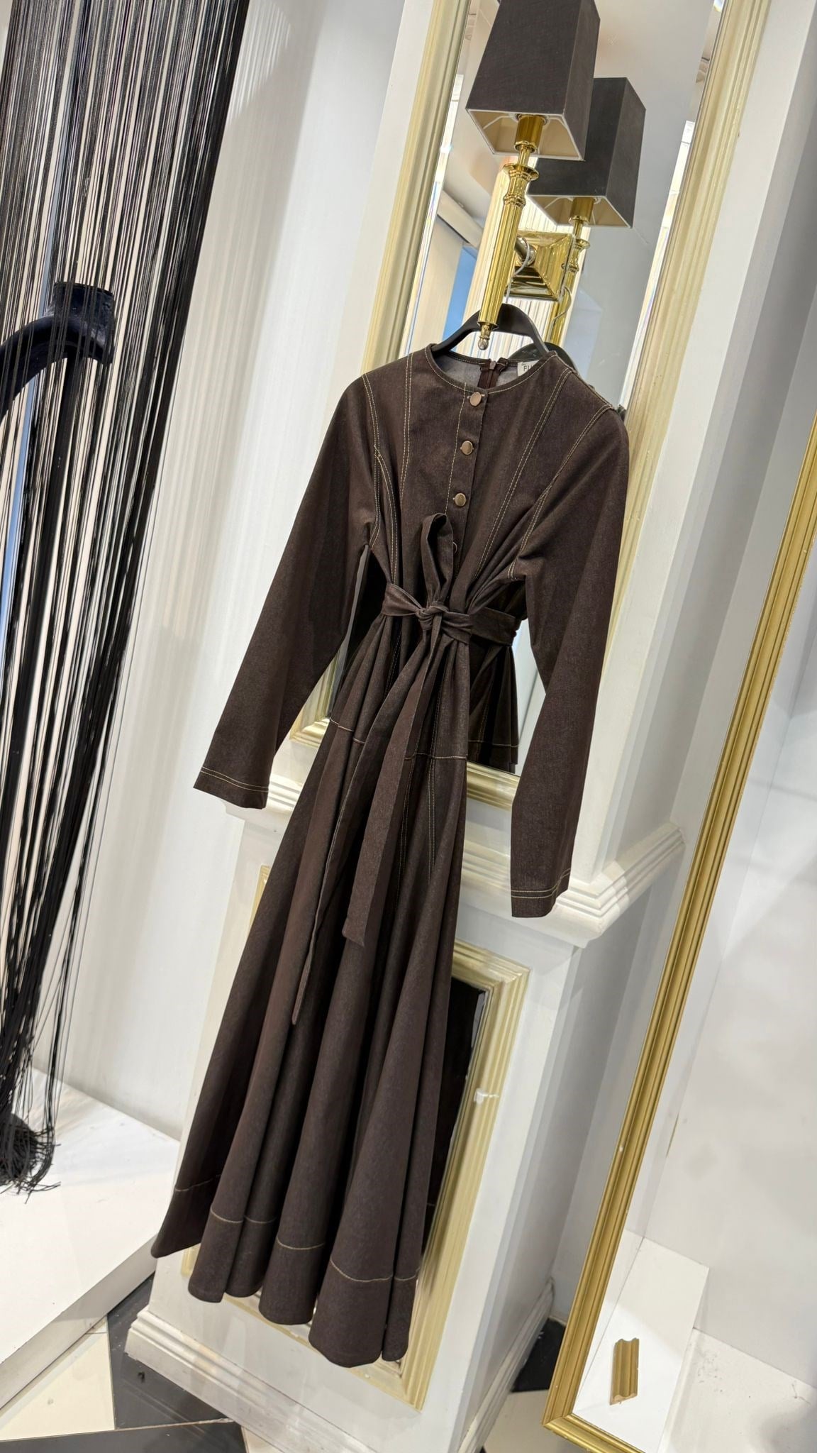 Düğme Detaylı Kot Gabardin Elbise 