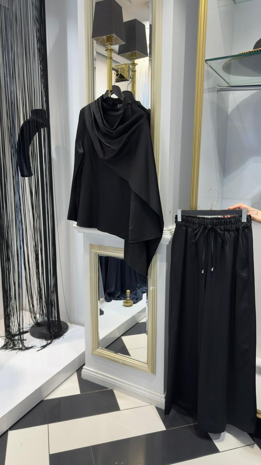 Şal Detay Pantolonlu Takım 