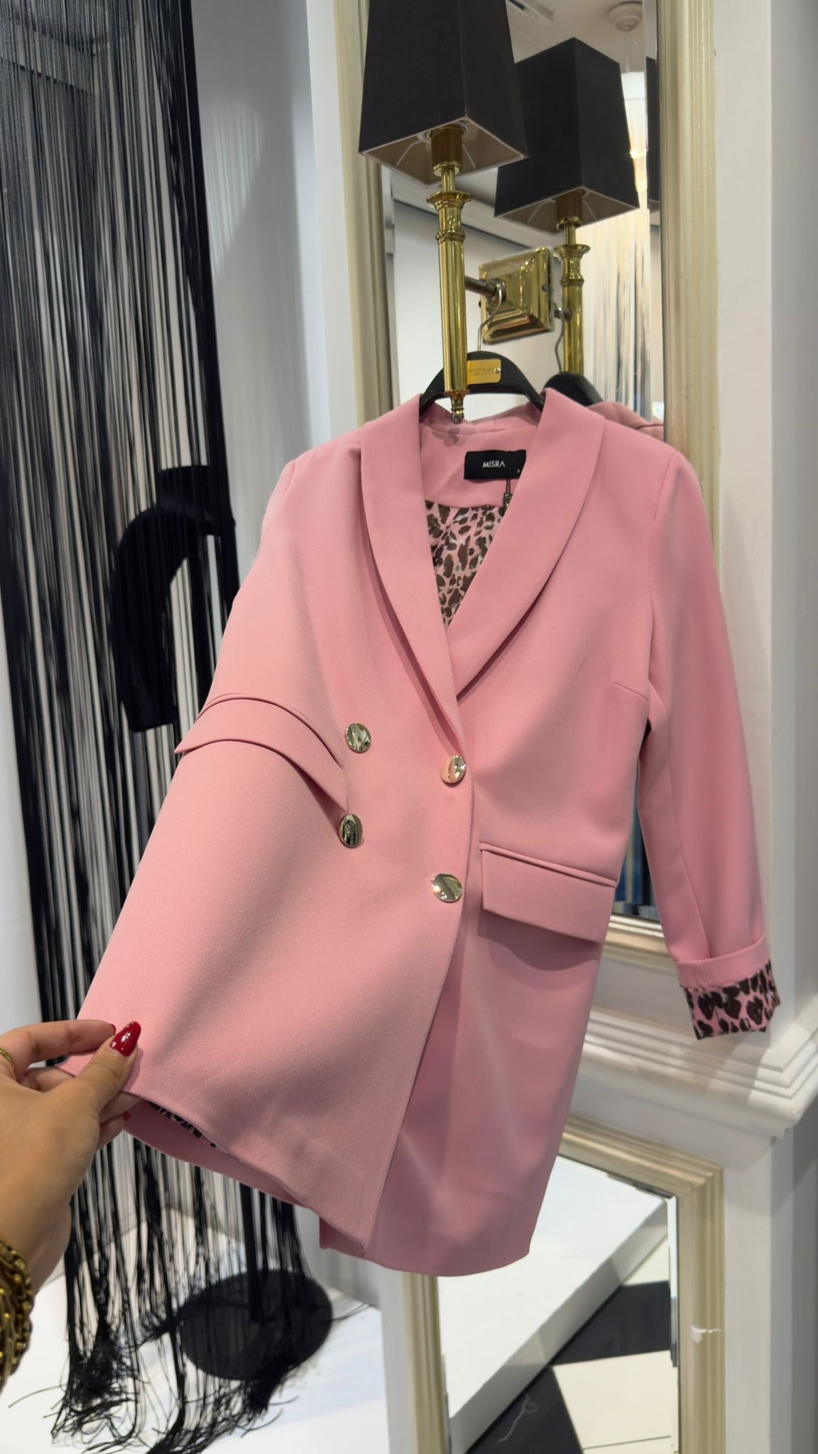 Yaka Astarı Leopar Blazer Ceket
