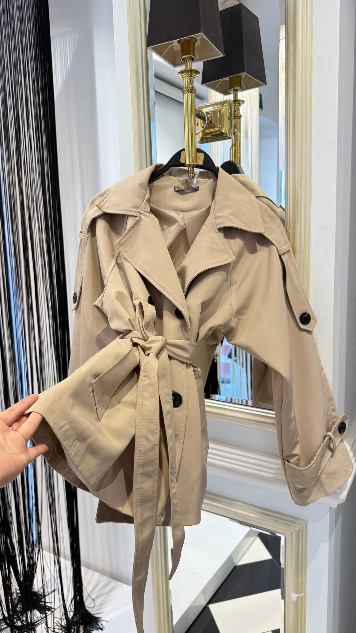 Kruvaze Diz Üstü Trençkot