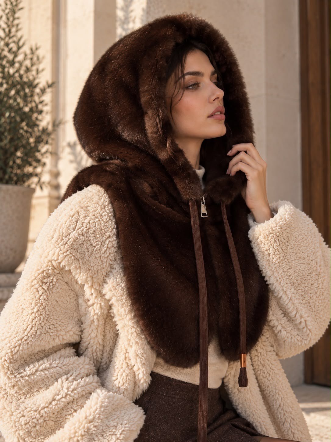 Kapüşonlu Peluş Boyunluk
