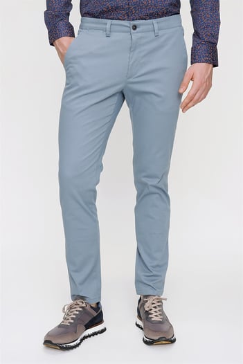  Morven Erkek Buz Mavisi Pamuklu Slim Fit Yan Cep Keten Pantolon