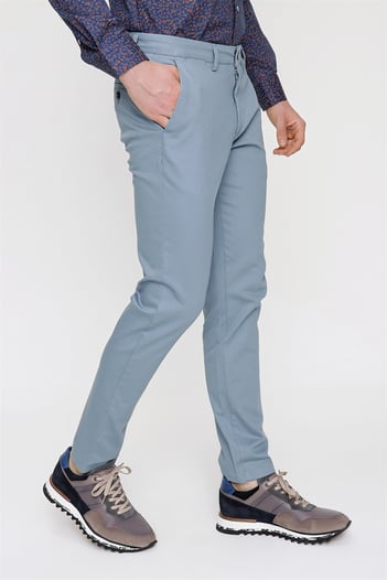  Morven Erkek Buz Mavisi Pamuklu Slim Fit Yan Cep Keten Pantolon