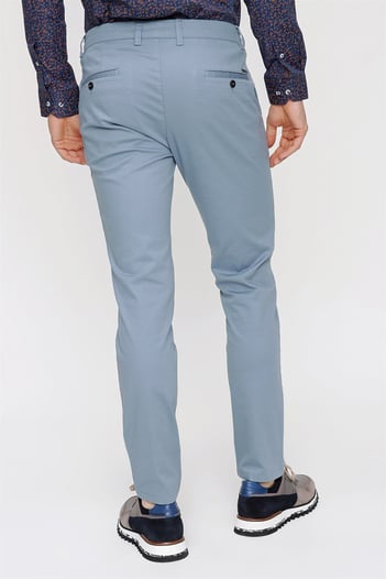  Morven Erkek Buz Mavisi Pamuklu Slim Fit Yan Cep Keten Pantolon