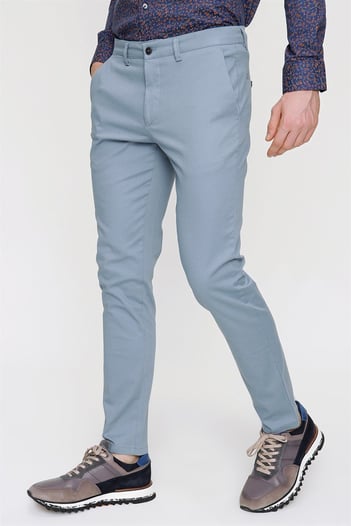  Morven Erkek Buz Mavisi Pamuklu Slim Fit Yan Cep Keten Pantolon