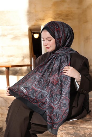 BAŞTACI SOFT ETNİK 0181 KOYU GRİ ŞAL