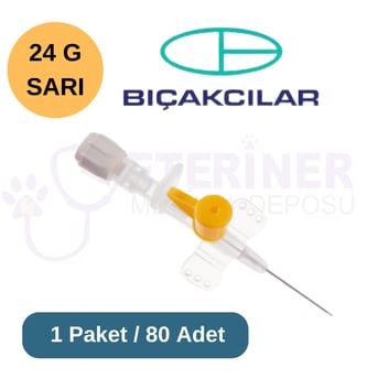 Bıçakçılar Branül (ıntraket) 80 li Paket 24G Sarı