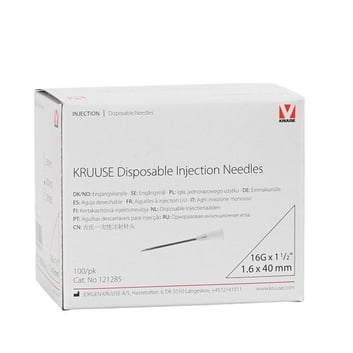 KRUUSE Enjektör İğnesi 1.6 x 40 mm. Beyaz (16G x 1½) - 100/pk