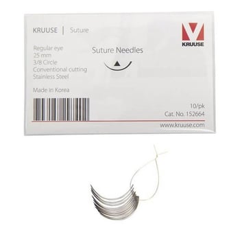 Kruuse Sütür İğnesi Regular 3/8 Keskin 25 MM 10'lu Paket