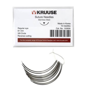 Kruuse Sütür İğnesi Regular 3/8 Keskin 61 MM 10'lu Paket