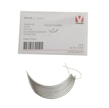 Kruuse Sütür İğnesi Regular 3/8 Yuvarlak İğneli 69 MM 10'lu Paket