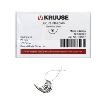 Kruuse Sütür İğnesi Spring 1/2 Yuvarlak İğneli 23 MM 10'lu Paket