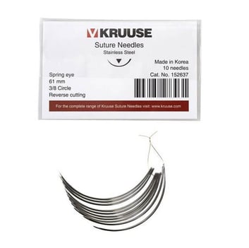 Kruuse Sütür İğnesi Spring 3/8 Keskin 61 MM 10'lu Paket