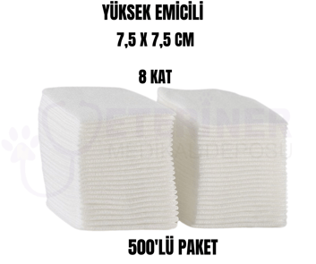 Yüksek Emicili 7,5 CMx7,5 CM 8 kat Spanç 500'lü Paket