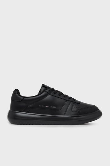 Tommy Hilfiger Tommy Hilfiger Erkek Düşük Bilekli Kalın Taban Logo Dokulu %100 Deri Siyah Sneaker FM0FM05529-BDS