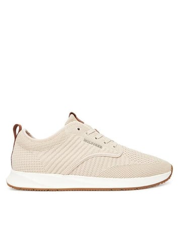 Tommy Hilfiger Tommy Hilfiger Erkek Düşük Bilekli Örme Üst Yüzeyli EVA Dış Tabanlı Bej Sneaker FM0FM05527-ACI