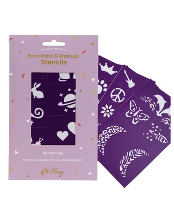 Oh Flossy Yeniden Kullanılabilir Yapışkanlı Yüz Boyası ve Makyaj Şablonları / Purple