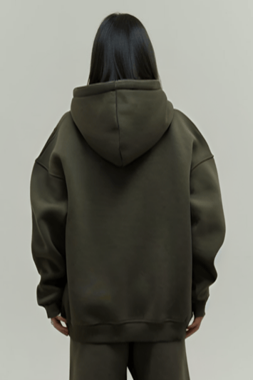 Haki Oversize Kapuşonlu Kadın sweatshirt
