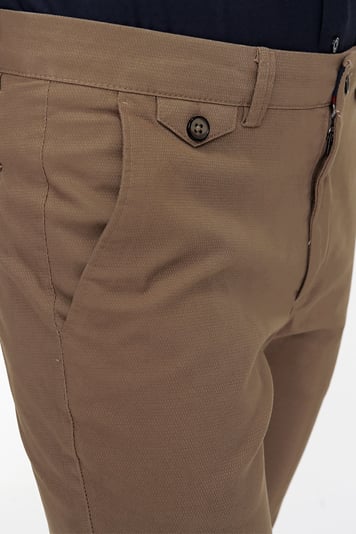  Morven Erkek Kahverengi Pamuklu Slim Fit Yan Cep Keten Pantolon