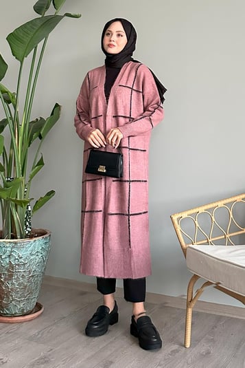 Shimmer Striped Dusty Rose Knit Cardigan