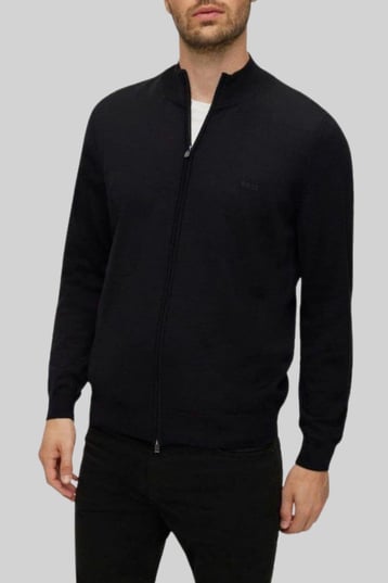 Boss Regular Fit Dik Yaka Erkek Hırka Siyah