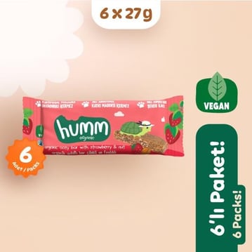 Organik Vegan Çilekli ve Fındıklı Yulaf Bar 6 adet görseli.