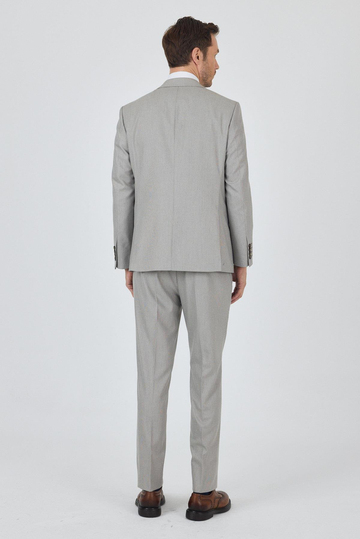 Açık Bej Mono Yaka Astarlı Çift Yırtmaç Esnek 6 Drop Comfort Fit Classic Takım Elbise 1001250161