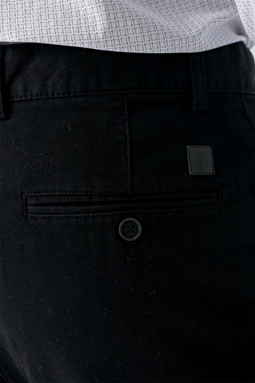 Siyah Pamuklu Yandan Cepli Casual Slim Fit Chino Pantolon 1003235117
